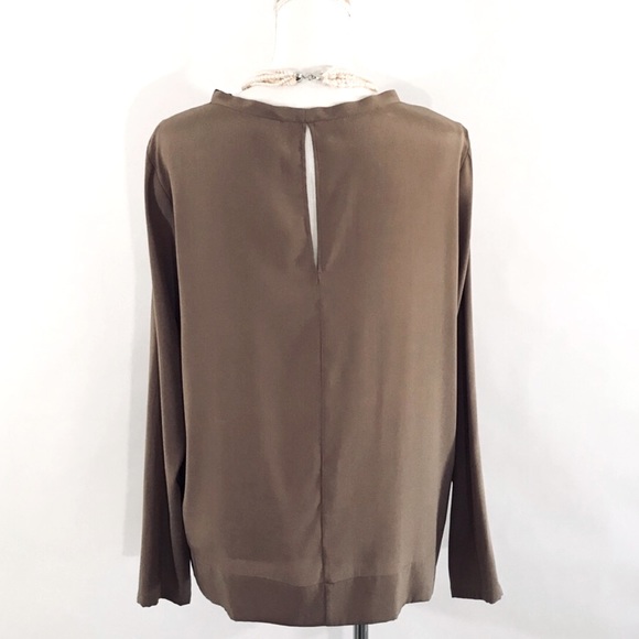 SIBEL SARAL Silk Brown Long Sleeve Relaxed Fit Top - Picture 2 of 8